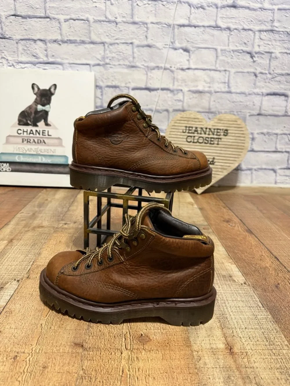 Dr. Martens VTG Grizzly Brown Leather Boots Made England Mens US 5 8287 AW 004